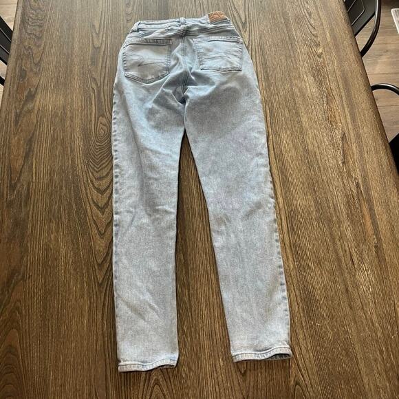 American Eagle Straight Jeans High Rise Strigid Denim Light Wash Size 000 Short - Picture 10 of 11